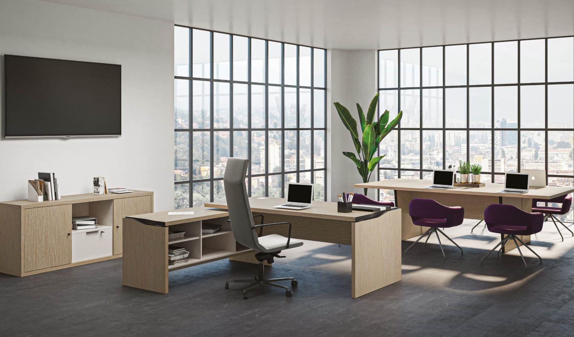 Bureau d’angle mélaminé de direction Elégance