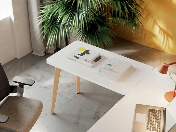 Bureau d’angle arrondi blanc Timber