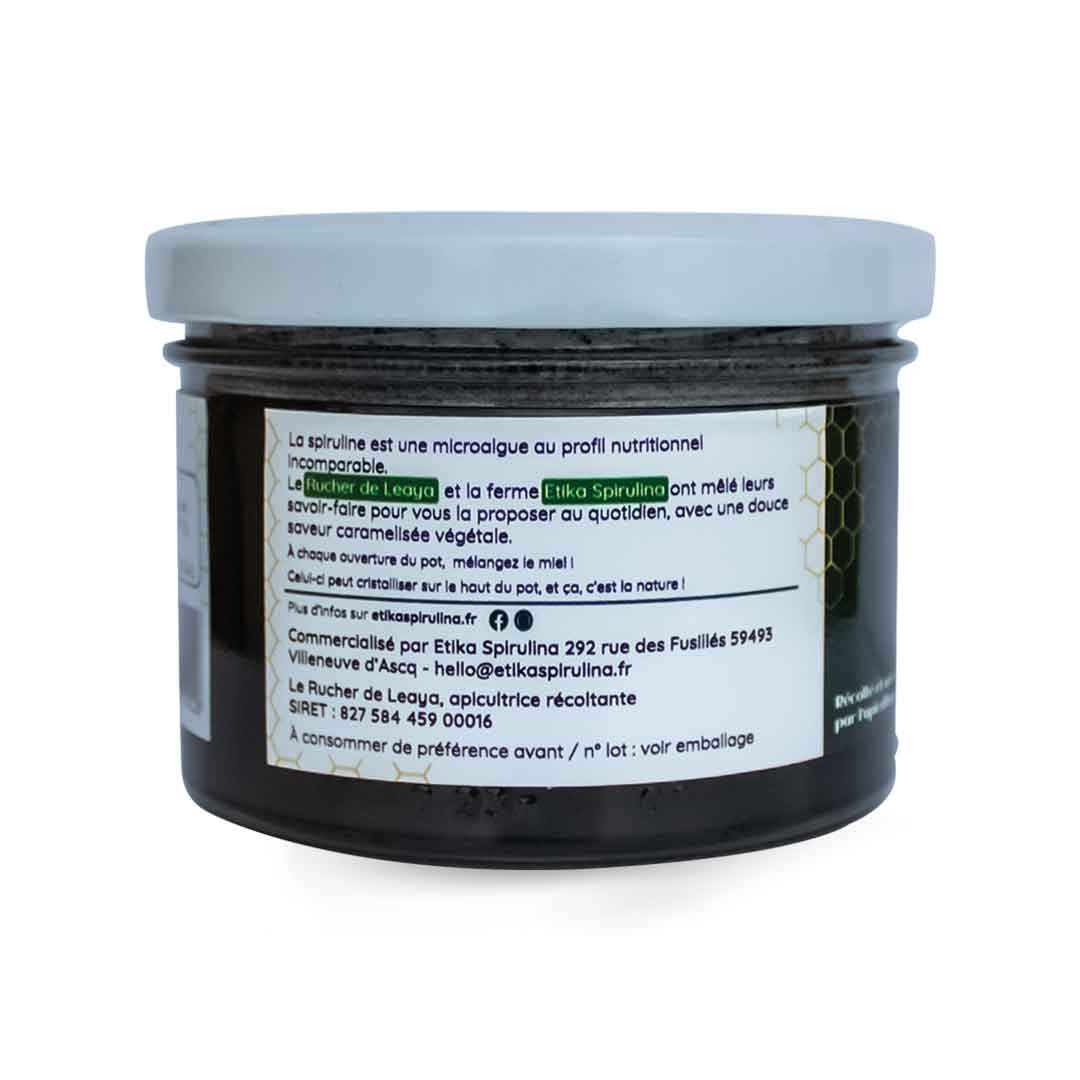 Description et conseils d'utilisation du miel de fleurs et spiruline bio 250g.